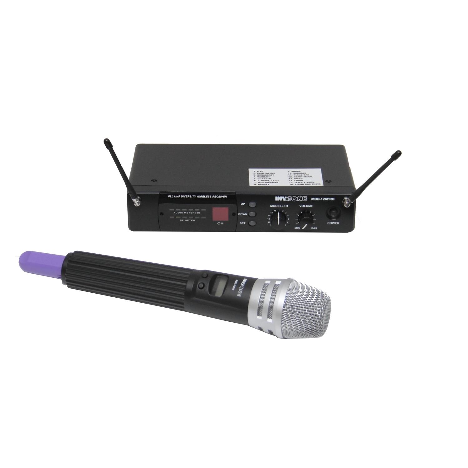 INVOTONE MOD-126HH двухантенная радиосистема с микрофоном,  DSP,  UHF 710-726 МГц, с/ш 90дБ
